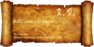 Köpeczi Imre névjegykártya